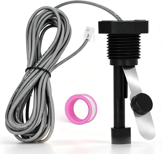 GLX-FLO-RP Flow Switch Assembly for All Hayward Goldline Aquarite Salt Systems, Metal Induction Structure Pool Flow Sensor Suitable Hayward Salt Cell & Chlorine Generator with 15-Feet Cable(Gray)
