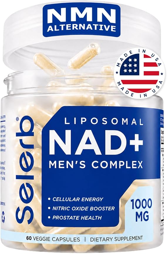 NAD Supplement for Men Liposomal NAD+ NMN Alternative Nitric Oxide Prostate Health Supplements with Resveratrol, CoQ10, L Citrulline and Lycopene for Anti-Aging & Cellular Energy Support 60 Capsules