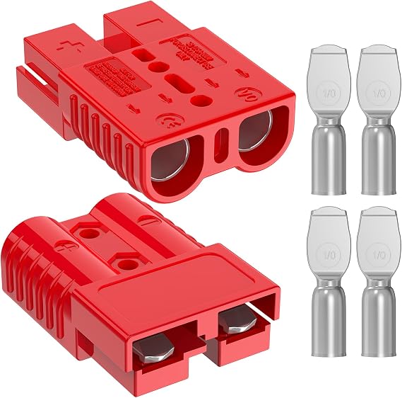 Anderson Connector, 175AMP 1/0 AWG Battery Quick Connect 12V-36V Anderson Plug Anderson Plug Battery Cable Quick Connect Disconnect Plug Winch Wiring Kit for Cable RV Truck Winch(2 Pack)-Red