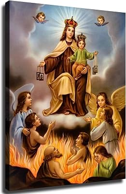 Virgin Mary Posters Our Lady of Carmen Canvas Art Poster Living Room Office Decor Modern Family Bedroom Decor Posters 16x24inch-No Framed