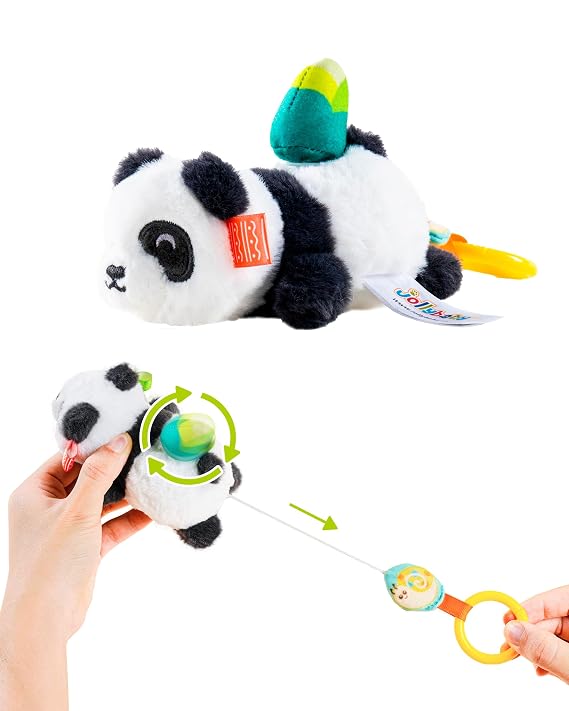 Jollybaby Baby Rattles & Soft Plush Hanging Toy for Stroller Crib car seat and Play Gym, Sensory Developmental Toys for Newborn, Baby Shower Easter Gifts - Panda