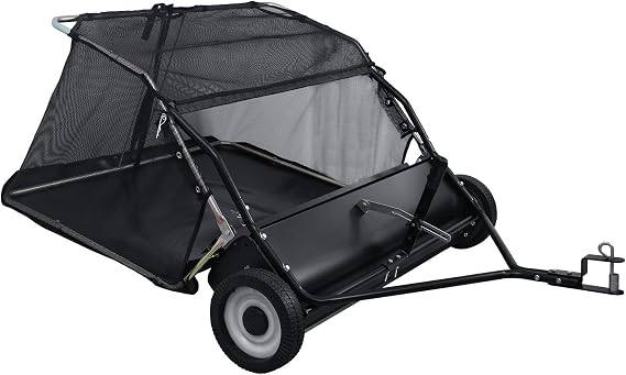 Pull Behind Lawn Sweeper,44-Inch Tow Behind Lawn Sweeper Black