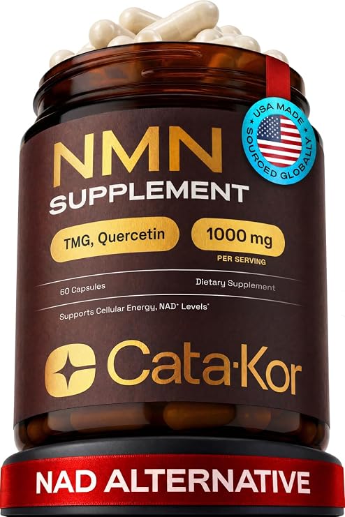 Cata-Kor NMN Supplement 4-in-1 NAD Supplement with Quercetin | TMG | Resveratrol NMNH Alternative Supports Cellular Energy & NAD+ Level 60 Capsules Third-Party Tested (1 Pack)