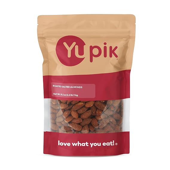 Yupik Roasted Salted Almonds, 2.2 lb (35.2 oz), Gluten-Free, Kosher, Crunchy Savory Snacks, Roasted Almonds with Sea Salt, Protein Nuts