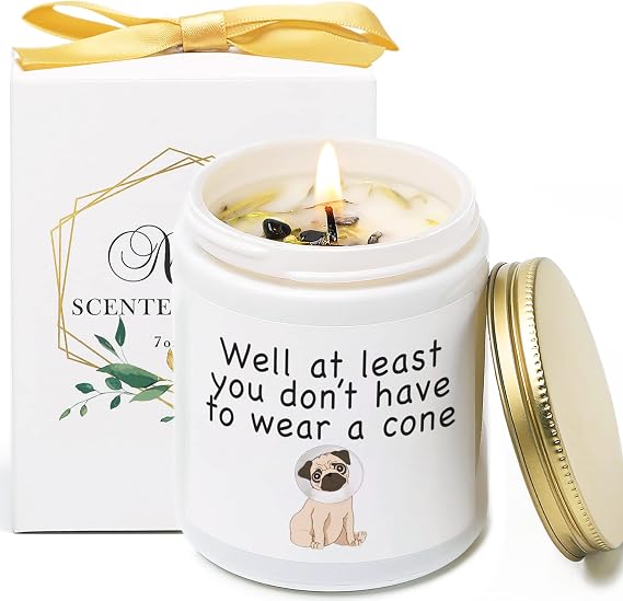 Get Well Soon Gifts for Women, Feel Better After Surgery Gifts for Sick Women, Her, Friends, Vanilla Lavender Scented Candles with Crystal (Cone)