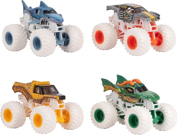 MONSTER JAM - Pack of 4 1:64 Die Cast Vehicles - 4 Authentic Monster Trucks Official Show Monster Jam Vehicles to Collect Scale 1:64 - Children's Toy 3 Years and Above