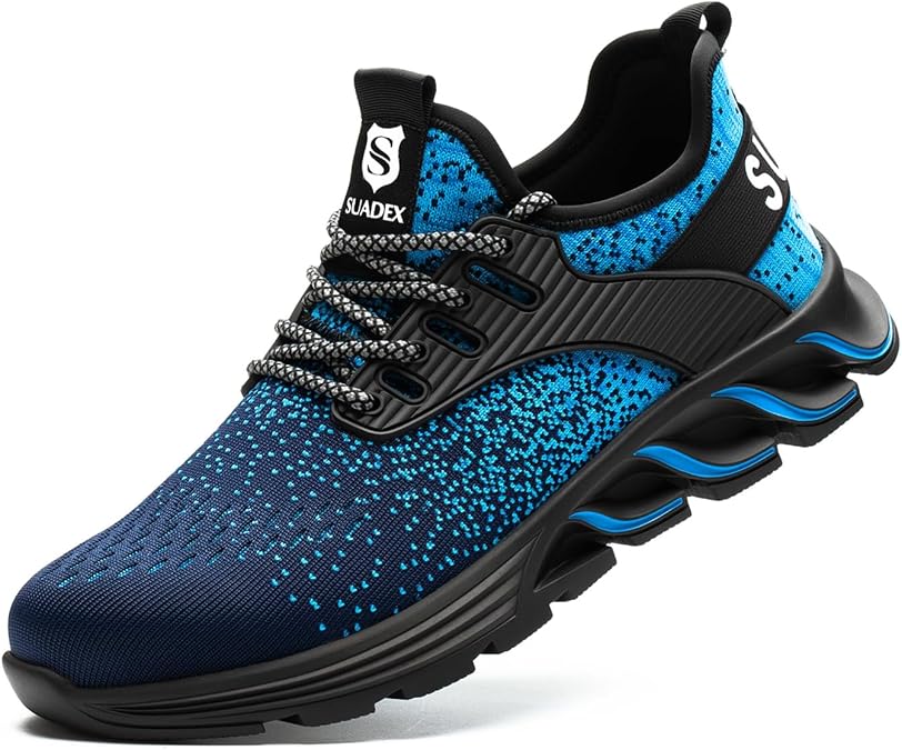 SUADEX Steel Toe Sneakers for Men Women Indestructible Work Safety Shoes Lightweight Comfortable Slip Resistant Composite Toe