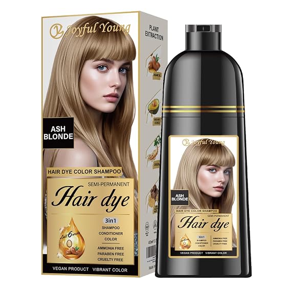 Joyful Young Hair Dye Shampoo 3-in-1, Ash Blonde, Gray Hair Coverage