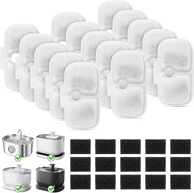 1515 Pack Cat Water Fountain Filters, Pet Water Fountain Filters Replacement for DogCat Stainless Steel Fountain PLWF005PLWF115PLWF105, 7 Months Set to Keep Drinking Fresh
