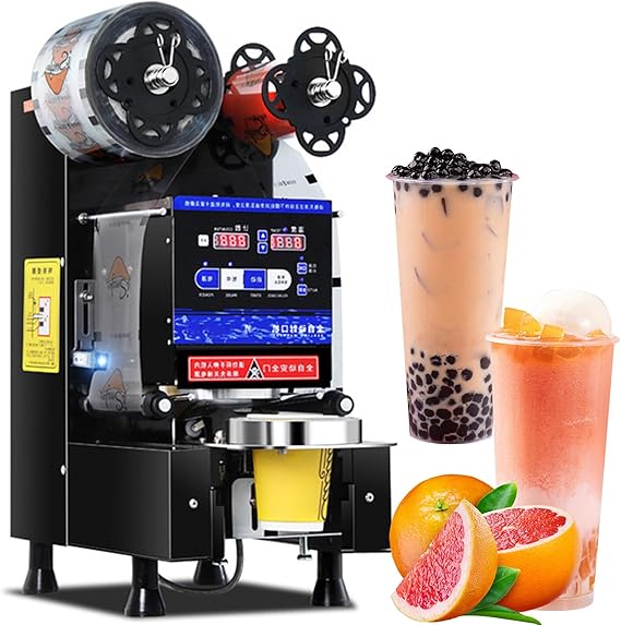Cup Sealing Machine Full Automatic Cup Sealer Machine 90/95mm, 540-760 Cups/H Commercial Electric Cup Sealing Machine, Digital Control LCD Panel Cup Sealer