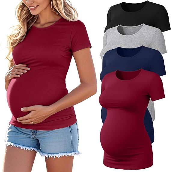 Locoowai 4 Pack Athletic Maternity Tees