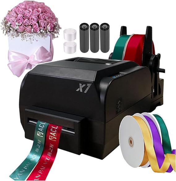 Satin Ribbon Printer Machine, Multiple Row Digital Ribbon Printer, Stamping Printing Machine for Packaging, Width 25-108mm/20-50mm/12-20mm, 200DPI, 150mm/s, Supports 50+ Languages DoubleRow