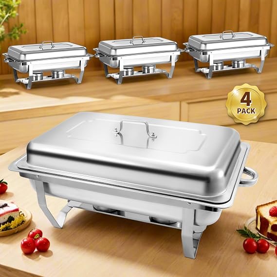 8 Qt 4 Pack Full Size Chafing Dishes Buffet Set
