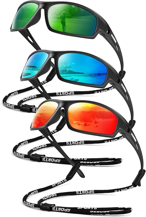 Polarized-Sunglasses-Men Sports Mens-Sunglasses: Sun-Glasses with UV Protection for Fishing Driving Running Cycling