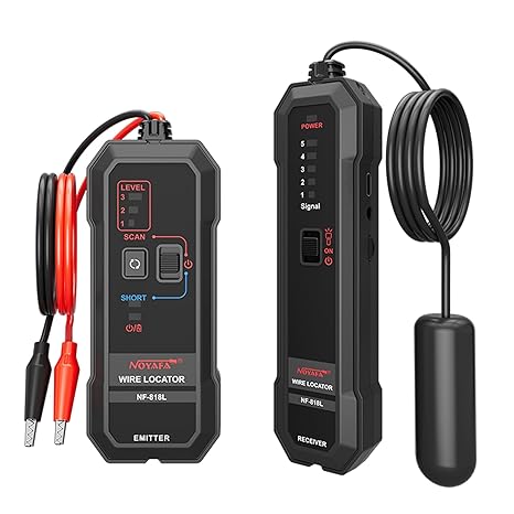 NOYAFA Underground Wire Locator - Cable & Wire Tracer for Buried, Wall & Hidden Wires, Pet Fence, Electrical & Irrigation, LED Flashlight, Rechargeable Battery, NF-818L