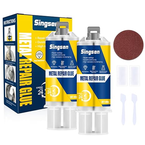 Metal Repair Glue, 2 Pack 5.64OZ Metal Epoxy Glue Heavy Duty, High-Temperature Heat Resistant Adhesive Glue Metal to Metal, Plastics, Stainless Steel, DIY Craft, Aluminum Alloy, Metal Tube