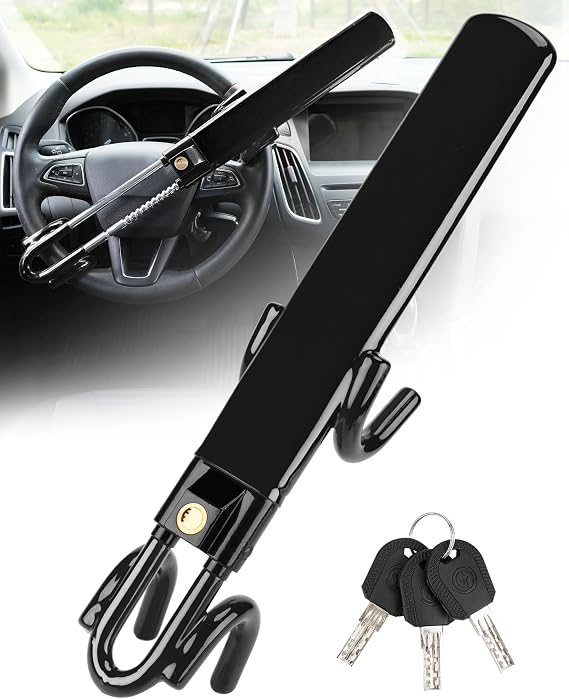 Tevlaphee Steering Wheel Lock - Heavy Duty Antitheft Device and Car Security Lock