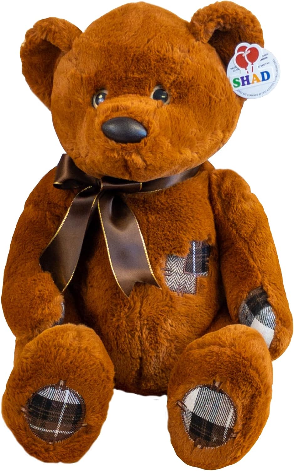 Soft Plush Teddy Bear with Cute Ribbon – Cuddly Stuffed Animal Toy Gift for Christmas, Kids’ Party, and Baby Shower | Chemical Free, Safe for Newborn, Toddler, Babies and Children Brown, Large