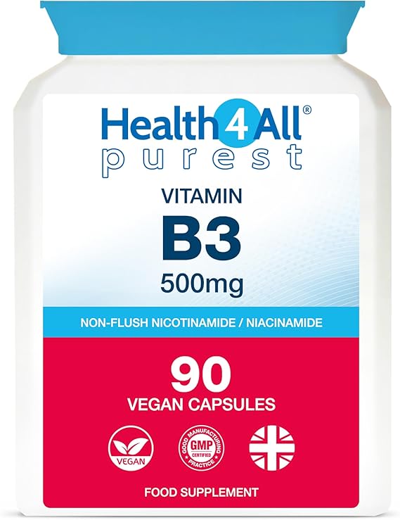 Vitamin B3 Niacin as Nicotinamide 500mg 90 Capsules, 3 Months Supply