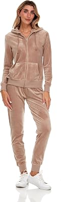 Cheetah Ladies 2 Piece Velour Jogger Set, Hoodie and Sweatpants Ladies Tracksuit