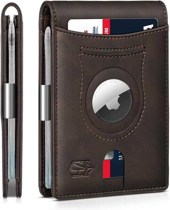 Zitahli Men's Wallets Airtag Holder Slim Rfid Leather with Gift Box
