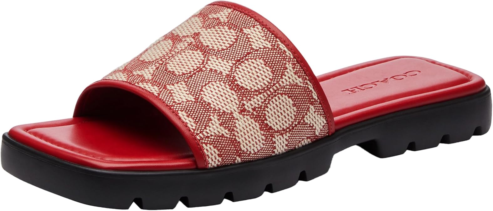 COACH Women's Florence Leather Sandal, Ruby , 5.5
