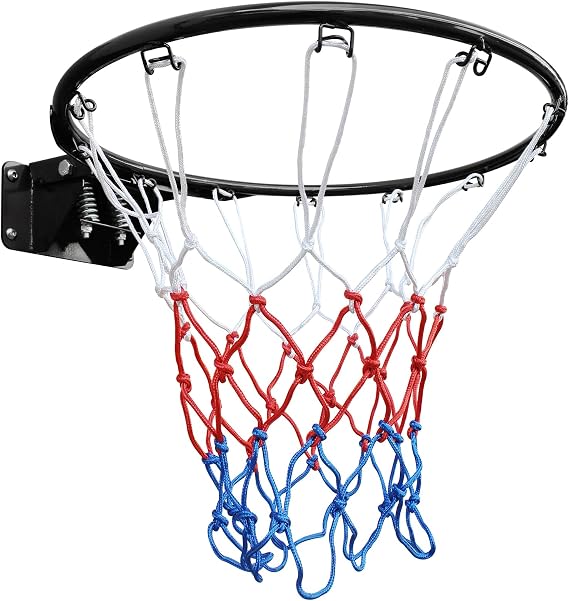 45 cm Basketball Hoop Ring Stable with Double Spring and Net for Floor and Wall Mounting Steel Basketball Hoop for Indoor and Outdoor Use