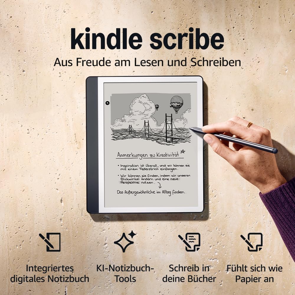 Amazon Kindle Scribe (64GB) - Novel Even Frame Display Write Directly in Books and Documents With Premium Stylus Pen - Charcoal + Kindle Unlimited
