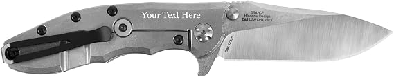 ZT Kershaw 3.5" Stonewashed Hinderer Slicer Knife - Carbon Fiber Handle - Custom Engraved
