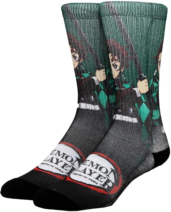 Demon Slayer Green Sublimated crew Socks for Men