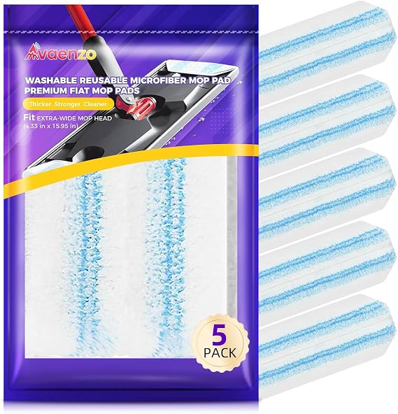 5 Pack H2prO Mop Pads Compatible with O Ceda H2PrO Flat Mop System, 100% Microfiber Mop Head Replacements, Washable and Reusable for H2prO Mop Refills, White