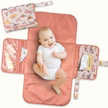 Tiny Twinkle Portable Baby Changing Mat – Foldable & Washable Travel Changing Pad – Diaper & Nappy Changing Mat with Smart Wipes Pocket & Storage (Flutter)