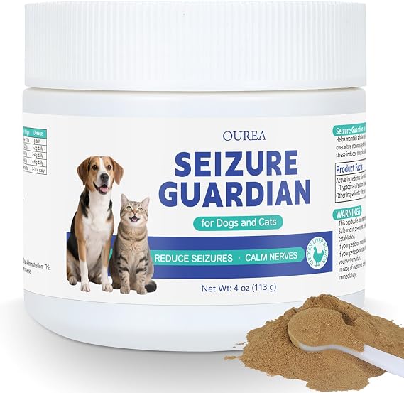Seizure Guardian for Dogs and Cats, Nervous System Supplements Powder, Supplement of Pet Seizures with Skullcap Passion Flower for Supports Brain Health and Helps Manage Seizure Symptoms (4 OZ)