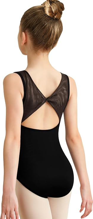 MOLLDAN Girls Ballet Leotard Mesh Tank Dance Tops with Lining