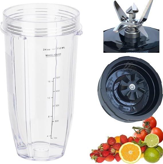[ New Model] Replacement blender Blade and 24oz Cup Accessories, Only Compatible with Nutri Ninja SS150,SS151,SS300, SS350,SS351, CO351B, SS100, SS101, CO101B,SS400,SS401
