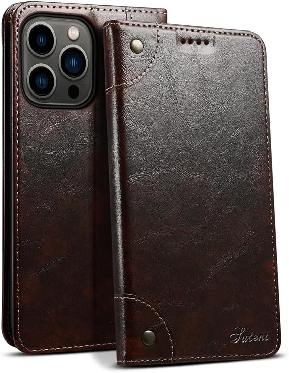SINIANL for iPhone 16 Pro Max Case Wallet Leather Flip Folio Cover, Brown