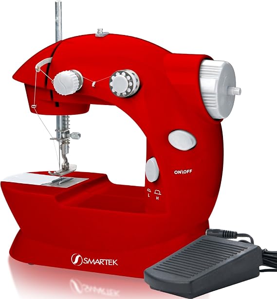 RX-08 Mini Sewing Machine with Pedal, Red