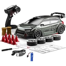 2.4GHz RC Drift Car 1/24 Scale 4WD Remote Control Vehicle with Interchangeable Tires and LED Lights Electric Racing Model Car (Green)