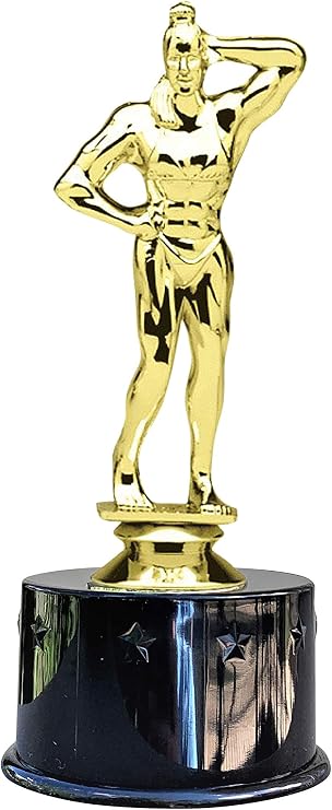 Express Medals Female Bodybuilder Award Trophy Party Favor Gift Prize Including 4 Gold Color Decals to Custom Personalize The Black Round Base