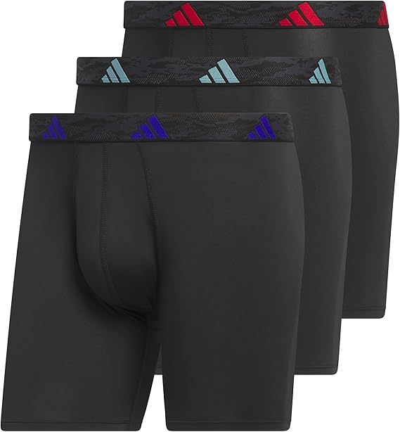 adidas Men's Microfiber Boxer Briefs (3-pack) performance Stretch Moisture-wicking Underwear