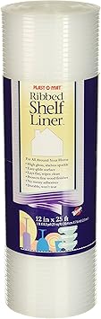 Plast-O-Mat Ribbed Shelf Liner, Clear, 12" x 25