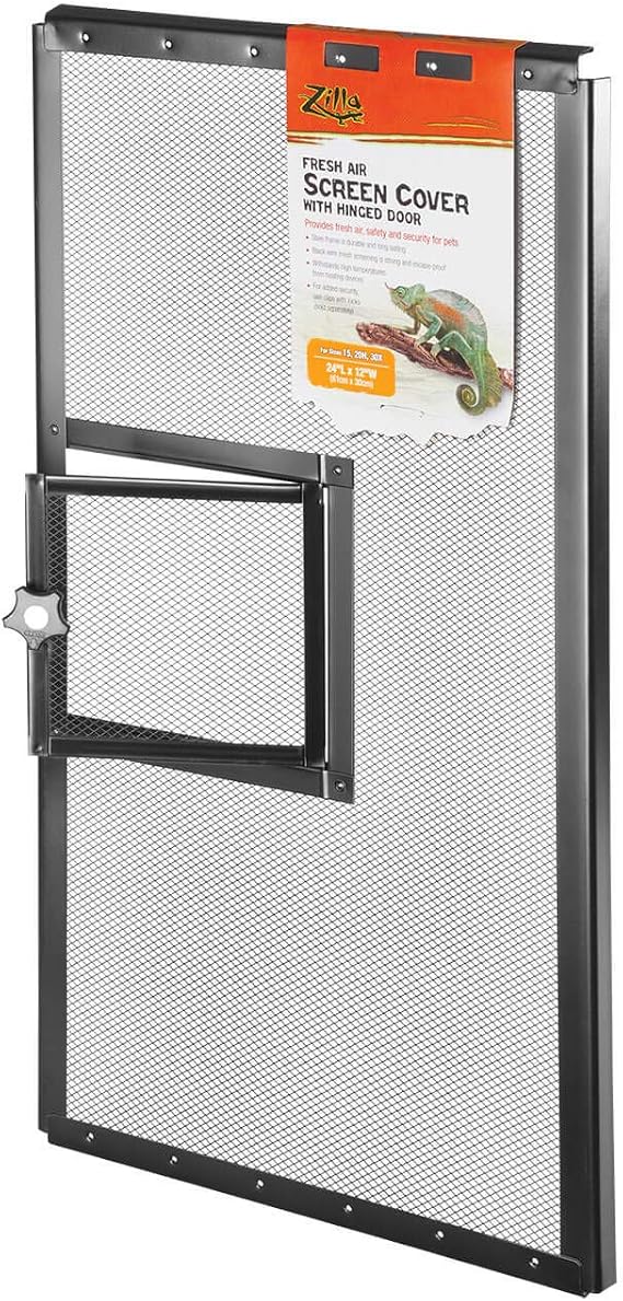 Zilla Fresh Air Terrarium Metal Screen Cover with Door (24 x 12 Inches)