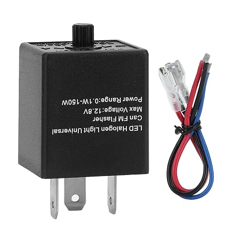 LED Flasher Relay 12V, Motorcycle Electric Flasher for Turn Light Fast Hyper Flash, 1 Pack