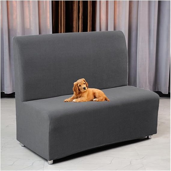 XMAYODS Futon Cover Stretch Protector Slipcovers Armless Sofa Card Seat Cover 110-130cm 2-Seater Settee loveseat Couch Bed Covers with Elastic Bottom Suitable for Hotels, Bars,Etc (Color : #1)