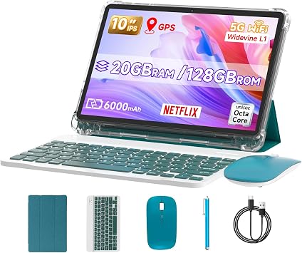 DIGITHINK 128GB Tablet PC 10 inch Android 15.0, Android Tablets, DDR4 4GB RAM16GB Extend 20GB ROM 2MP8MP Dual Camera, 2.4G5G WiFi, Bluetooth 1TB Expand 10 in IPS Tab