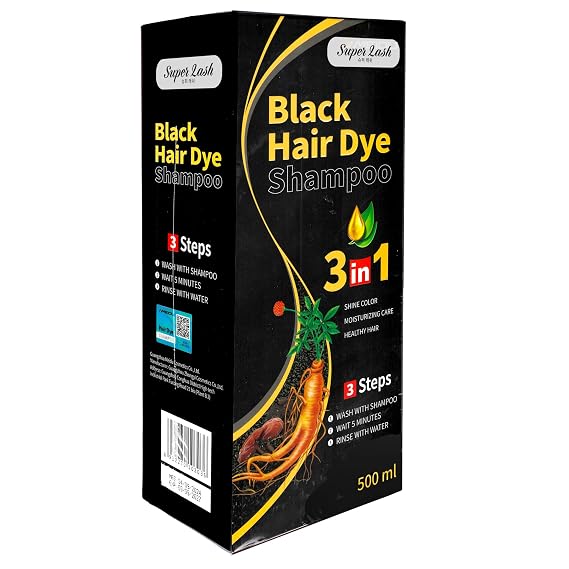 Mei du Hair Dye Shampoo 3-in-1 Formula for Shine, Moisture & Healthy Hair (Black Color)