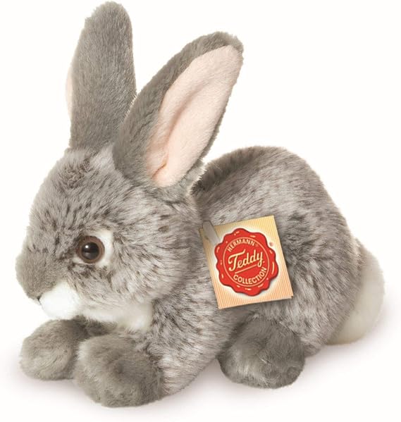Teddy Hermann 93701 Grey Sitting Rabbit 18 cm Soft Toy