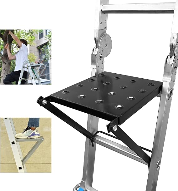 JADDUO Ladder Work Platform Anti-Slip Ladder Accessories Step Ladders Extension Ladders Work Stand System Ladder Tray for Painters and Tools Holds 400 Pound 17 x12 Inch,Black