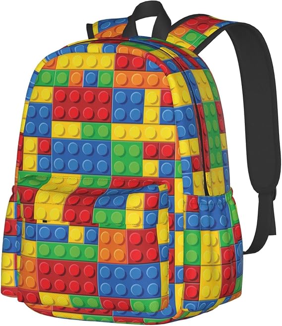 Colorful Bricks Backpacks Travel Laptop Daypack