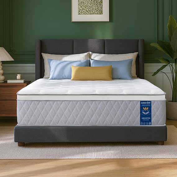 Queen Hybrid Mattress in a Box, 12 Inch Memory Foam Mattress, Medium Firm, Pressure Relief & Motion Isolation, 5-Zone Pocket Springs, Cooling, CertiPUR-US & Oeko-TEX Certified, Fiberglass-Free